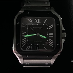 BVF MY9015 Santos Large 40mm Black Bezel Grey Dial SS Bracelet - Image 4