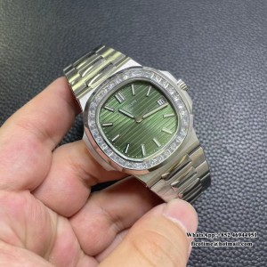 3KF A324SC Nautilus 5711 40mm Diamond Bezel Green Dial SS Bracelet - Image 4