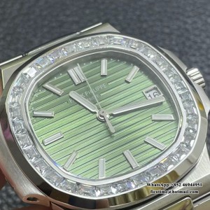 3KF A324SC Nautilus 5711 40mm Diamond Bezel Green Dial SS Bracelet - Image 5