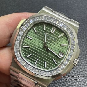 3KF A324SC Nautilus 5711 40mm Diamond Bezel Green Dial SS Bracelet - Image 9