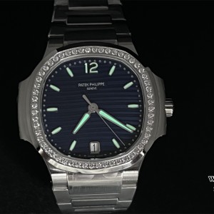 PPF A324SC Nautilus 7118 35.2mm Diamond Bezel Blue Dial SS Bracelet - Image 6