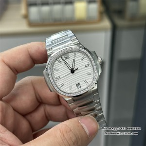 3KF A324SC Nautilus 7118 35.2mm Diamond Bezel White Dial SS Bracelet - Image 3