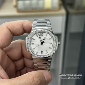 3KF A324SC Nautilus 7118 35.2mm Diamond Bezel White Dial SS Bracelet - Image 6