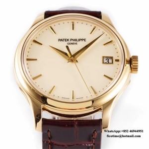 ZF A324SC Calatrava 5227 39mm RG White Dial Black Leather Strap - Image 2