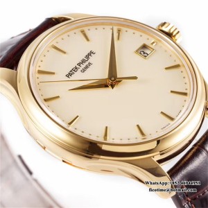 ZF A324SC Calatrava 5227 39mm RG White Dial Black Leather Strap - Image 6