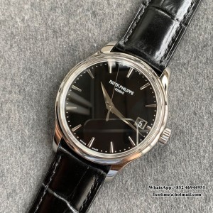 ZF A324SC Calatrava 5227 39mm Black Dial Black Leather Strap - Image 4