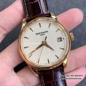 ZF A324SC Calatrava 5227 39mm YG White Dial Brown Leather Strap - Image 6