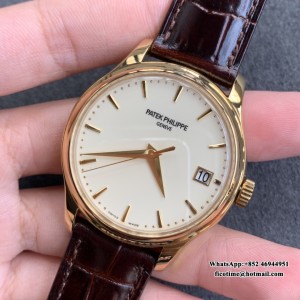 ZF A324SC Calatrava 5227 39mm YG White Dial Brown Leather Strap - Image 8