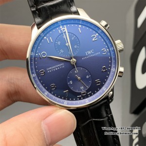 ZF A7750 IWC Portugieser Chrono 41mm IW371491 Blue Dial Black Leather Strap - Image 2