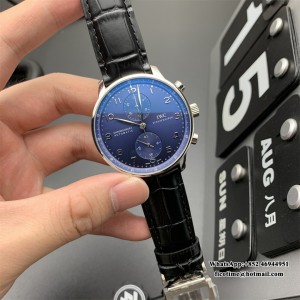 ZF A7750 IWC Portugieser Chrono 41mm IW371491 Blue Dial Black Leather Strap - Image 3