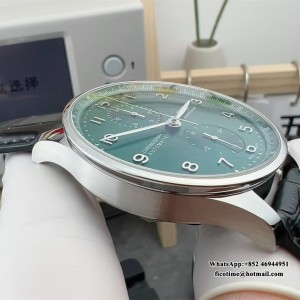 ZF A7750 IWC Portugieser Chrono 41mm IW371615 Green Dial Black Leather Strap - Image 2