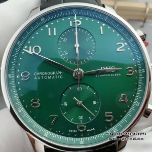 ZF A7750 IWC Portugieser Chrono 41mm IW371615 Green Dial Black Leather Strap - Image 3