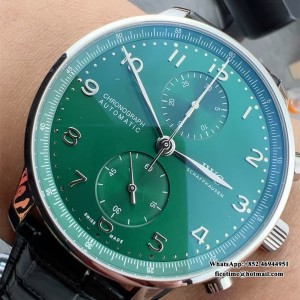 ZF A7750 IWC Portugieser Chrono 41mm IW371615 Green Dial Black Leather Strap - Image 4