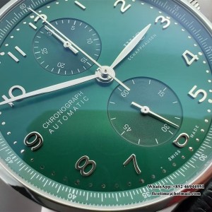 ZF A7750 IWC Portugieser Chrono 41mm IW371615 Green Dial Black Leather Strap - Image 5