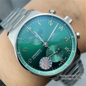 ZF A7750 IWC Portugieser Chrono 41mm IW371615 Green Dial SS Bracelet - Image 8