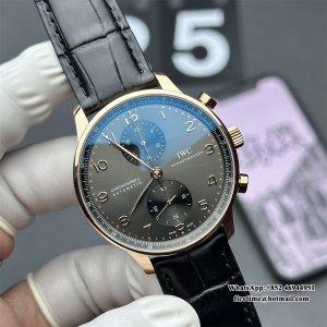 ZF A7750 IWC Portugieser Chrono 41mm IW371482 RG Grey Dial Black Leather Strap - Image 2