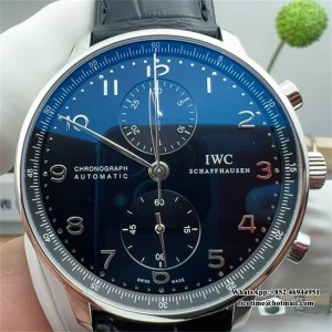 ZF A7750 IWC Portugieser Chrono 41mm IW371609 Black Dial Black Leather Strap - Image 4
