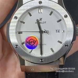 APSF A1110 Classic Fusion 42mm White Dial Black Leather Strap - Image 3