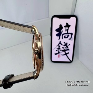 APSF A925 Master Ultra Thin Moon 39mm Diamond Bezel RG White Dial Brown Leather Strap - Image 4