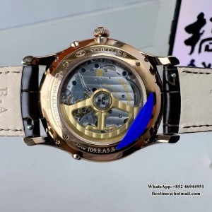 APSF A925 Master Ultra Thin Moon 39mm Diamond Bezel RG White Dial Brown Leather Strap - Image 5