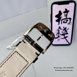 APSF A925 Master Ultra Thin Moon 39mm Diamond Bezel RG White Dial Brown Leather Strap - Image 6