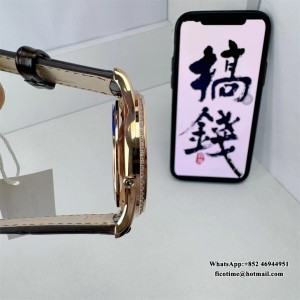 APSF A925 Master Ultra Thin Moon 39mm Diamond Bezel RG White Dial Brown Leather Strap - Image 7