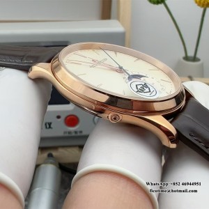 APSF A925 Master Ultra Thin Moon 39mm RG White Dial Brown Leather Strap - Image 4