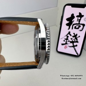 BLSF A7750 Breitling Chrono 43mm NAVITIMER B01 Black/White Dial Black Leather Strap - Image 2