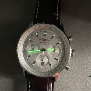 BLSF A7750 Breitling Chrono 43mm NAVITIMER B01 White Dial Brown Leather Strap - Image 9