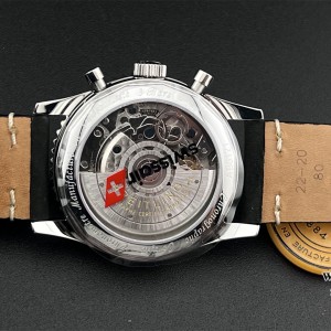 BLSF A7750 Breitling Chrono 43mm NAVITIMER B01 Black/White Dial Black Leather Strap - Image 6