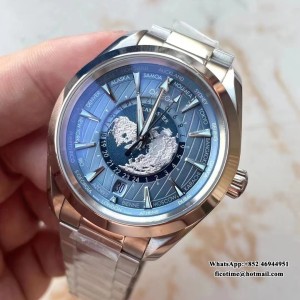 VSF A8938 Aqua Terra 150M Worldtimer 43mm SS/SS Blue Dial - Image 6