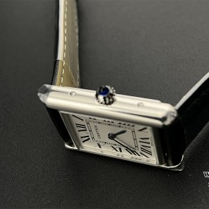 AF Quartz Tank Must 33.7x25.5mm  White Dial Black Leather Strap - Image 3