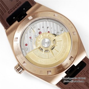 8F A5100 Overseas 4500V 41mm Silver Dial RG Brown Rubber Strap - Image 3