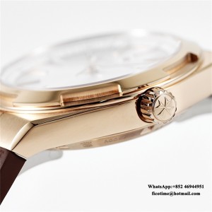 8F A5100 Overseas 4500V 41mm Silver Dial RG Brown Rubber Strap - Image 7