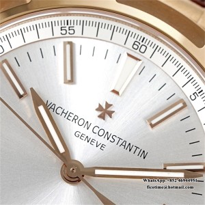 8F A5100 Overseas 4500V 41mm Silver Dial RG Brown Rubber Strap - Image 9