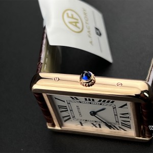 AF Quartz Tank Solo 27.4mm RG Brown Leather White Dial - Image 4