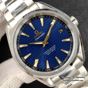 VSF A8500 Seamaster 41mm AQUA TERRA 150M Blue Textured Dial YG Hand SS Bracelet - Image 4