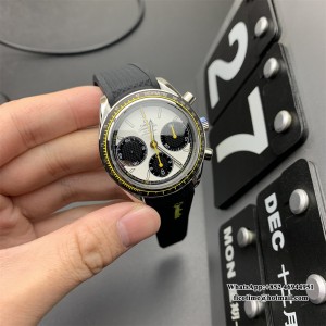 HRF A7750 Speedmaster 40mm Racing Master White/Black Dial Black Rubber Strap - Image 3