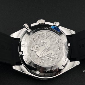 HRF A7750 Speedmaster 40mm Racing Master Black/White Dial Black Rubber Strap - Image 8