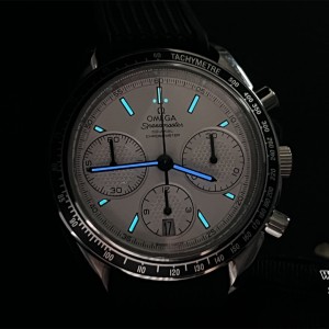 HRF A7750 Speedmaster 40mm Racing Master White Dial Black Rubber Strap - Image 9