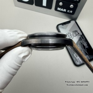 N1F A7750 Speedmaster 44mm  "Dark Side of The Moon" Real Ceramic Black Dial Brown Leather Strap - Image 7