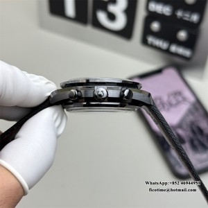 N1F A7750 Speedmaster 44mm  "Dark Side of The Moon" Real Ceramic Black Dial Black Leather Strap - Image 4