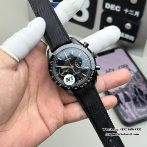 N1F A7750 Speedmaster 44mm  "Dark Side of The Moon" Real Ceramic Black Dial Black Leather Strap - Image 8