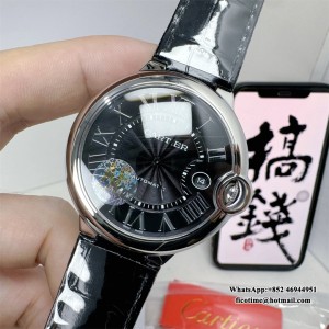 V6 A2824 Ballon Bleu De Cartier 42mm Black Dial Black Leather Strap - Image 3