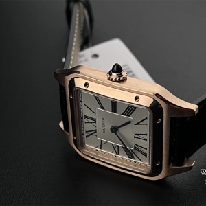 F1F Swiss Quartz Santos Dumont 43.5*31.4mm RG White Dial Black Leather Strap - Image 3