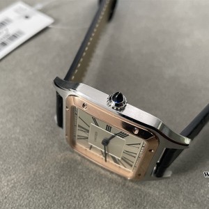 F1F Swiss Quartz Santos Dumont 43.5*31.4mm RG/SS White Dial Black Leather Strap - Image 7