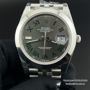 VSF VS3235 DateJust 41mm Wimbledon Smooth Bezel Grey Dial Green Roma Marker Jubilee Bracelet - Image 1