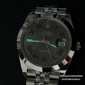 VSF VS3235 DateJust 41mm Wimbledon Smooth Bezel Grey Dial Green Roma Marker Jubilee Bracelet - Image 9