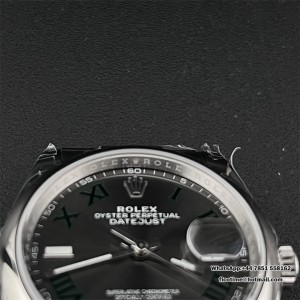 VSF VS3235 DateJust 36mm Wimbledon Smooth Bezel Grey Dial Green Roma Marker Oyster Bracelet - Image 2