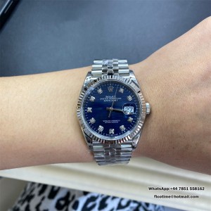 VSF VS3235 DateJust 36mm Fluted Bezel Blue Motif Dial Diamond Marker Jubilee Bracelet - Image 9